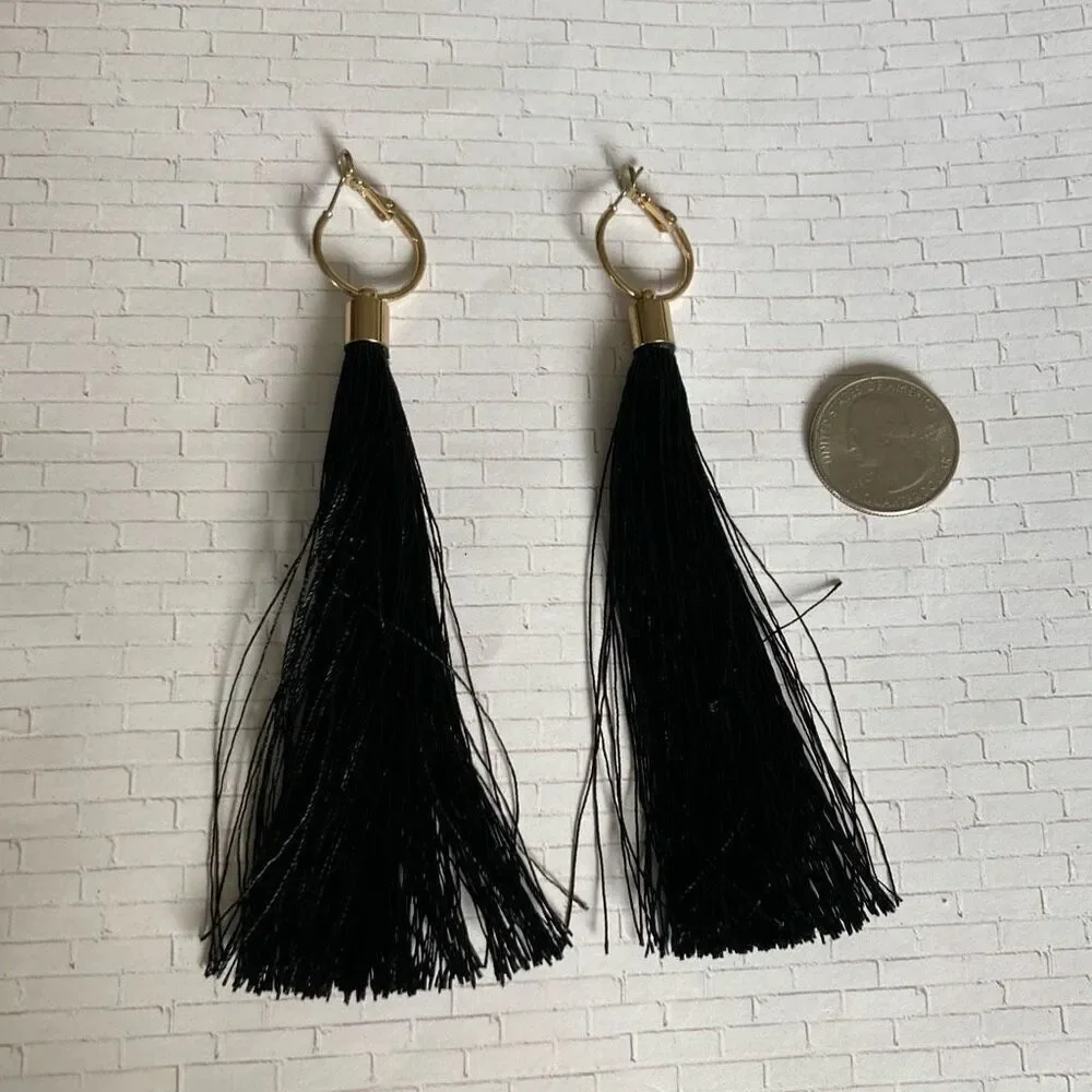 Women's Tassel Earrings Black - Picture 5 of 5